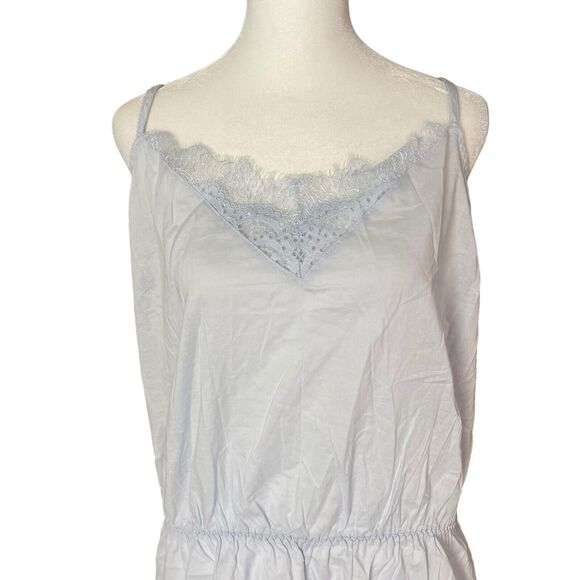 TOPSHOP US 12 Romper Lounge Lace Trim Vneck Blue NWT One Piece Thin - Picture 8 of 13